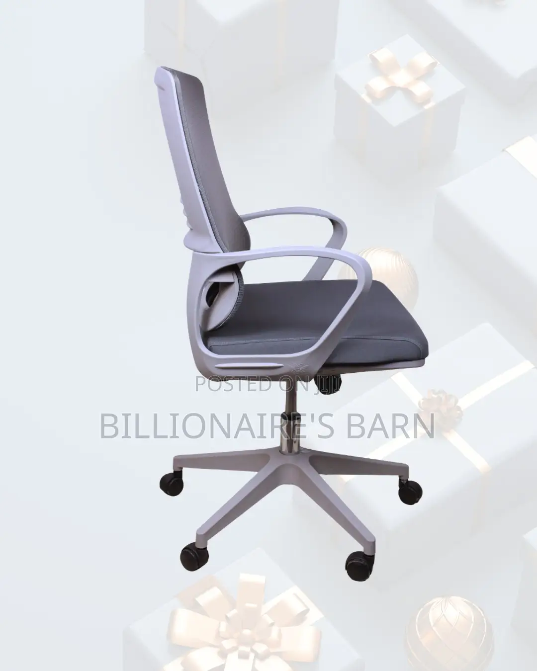 Grey Mid-Back Mesh Chair | Smooth Rolling Comfort for Busy Workdays |