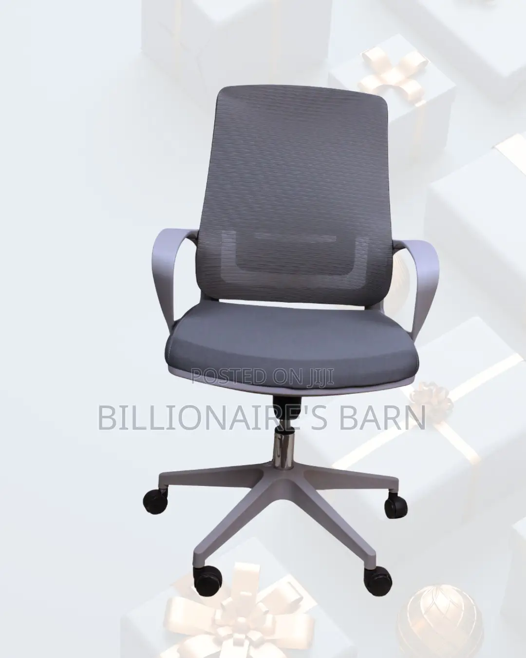 Grey Mid-Back Mesh Chair | Smooth Rolling Comfort for Busy Workdays |