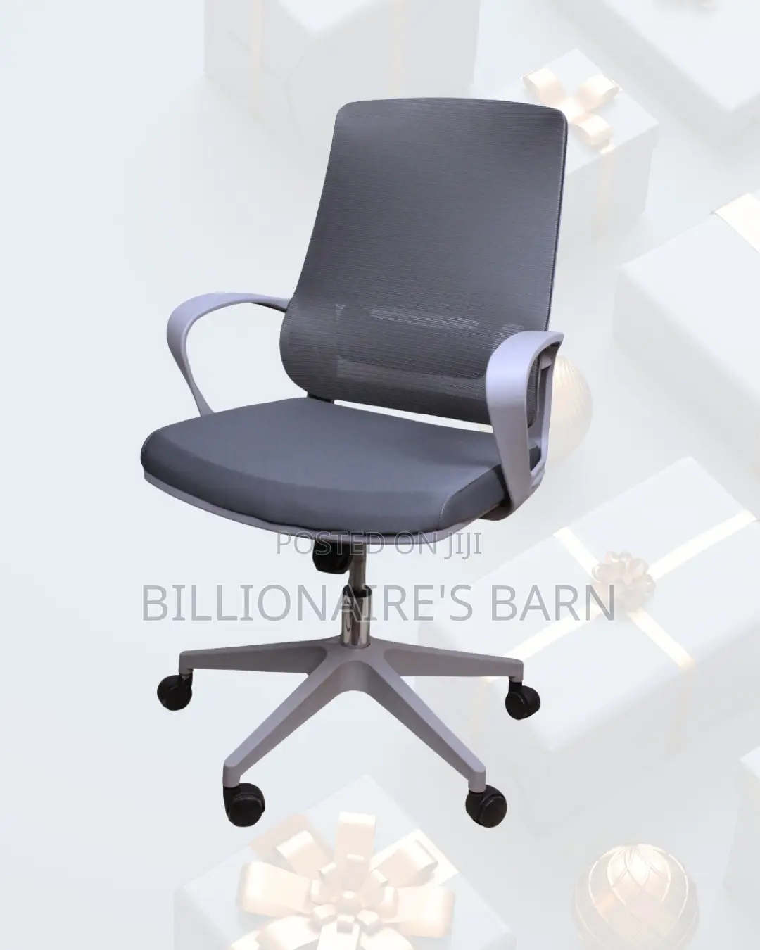 Grey Mid-Back Mesh Chair | Smooth Rolling Comfort for Busy Workdays |
