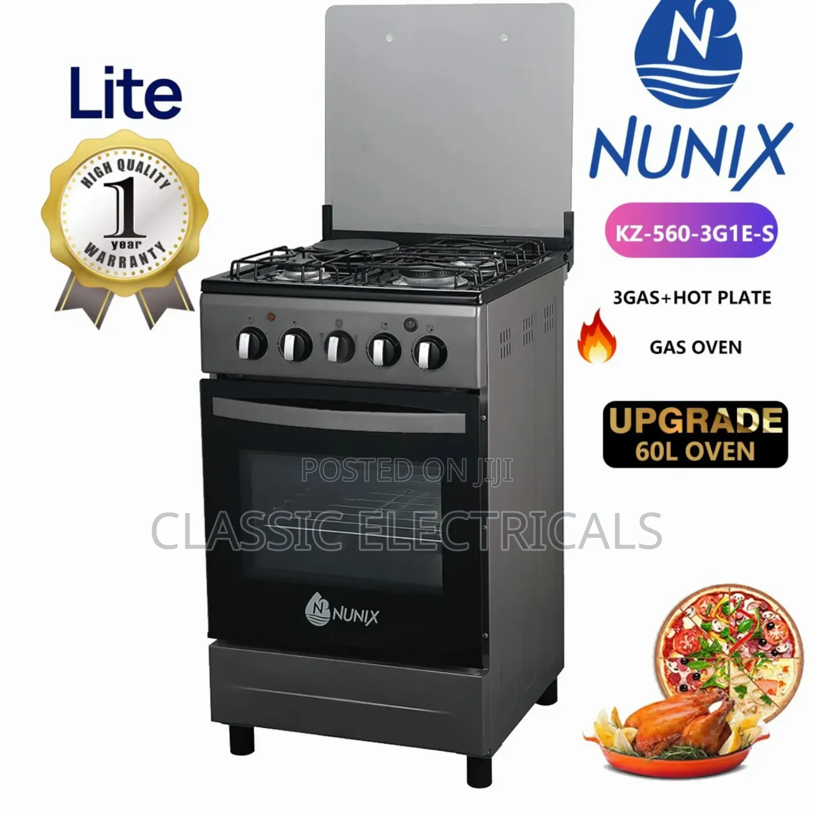 New Model 50*55 Nunix 3+1 Standing Cooker With Gas Oven.