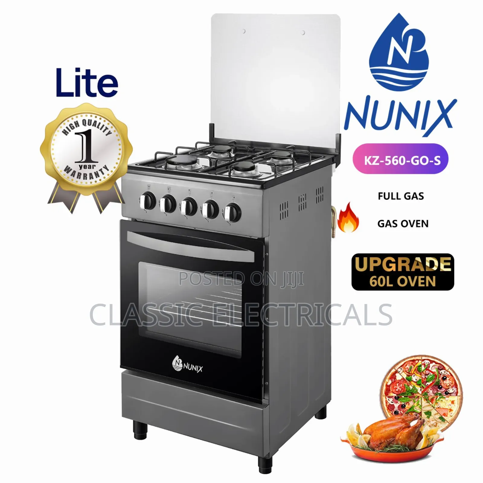 New Model 50*55 Nunix Full Gas Standing Cooker