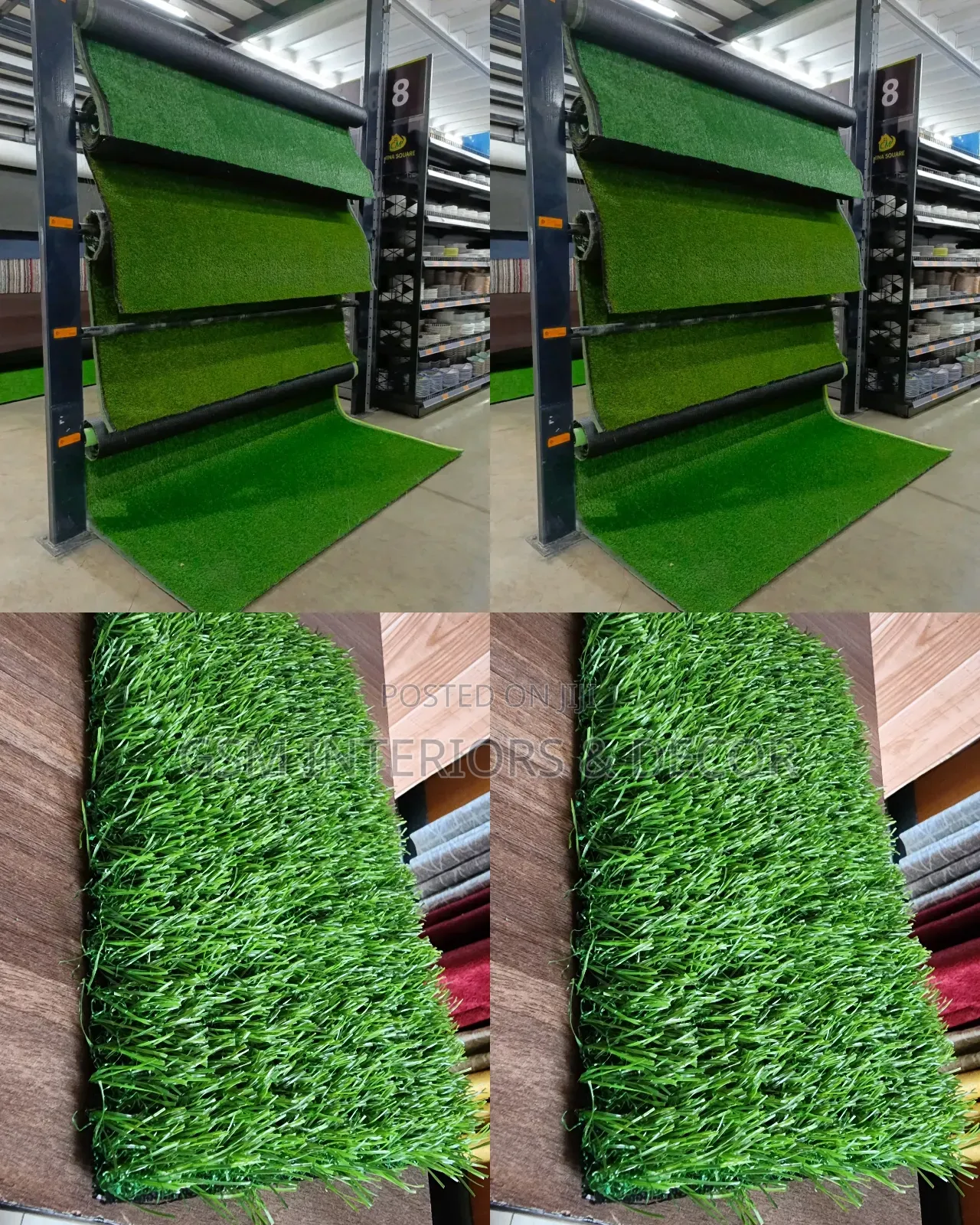 Artificial Green Grass Carpets on Display Mall