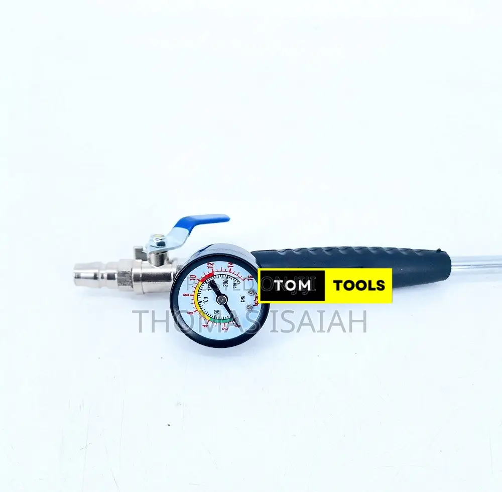 Dual Chuck Car Tire Air Chuck Inflator With Analogue Pressure Gauge