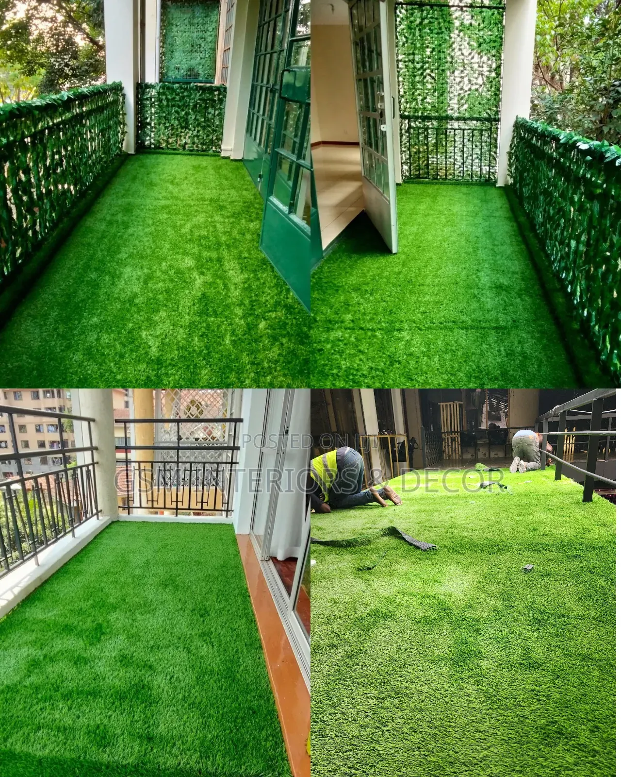 Artificial Balcony Grass Carpets With Fence Discounted