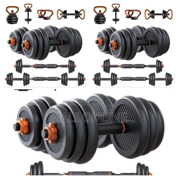 50kg 6-in-1 Adjustable Dumbbell Set Barbell Kettlebell