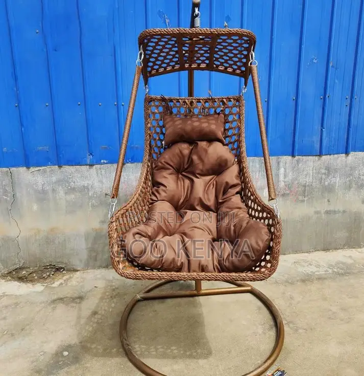 Home Chair;Egg Shaped Rattan Swing Chair With Cushions For Outdoor Use