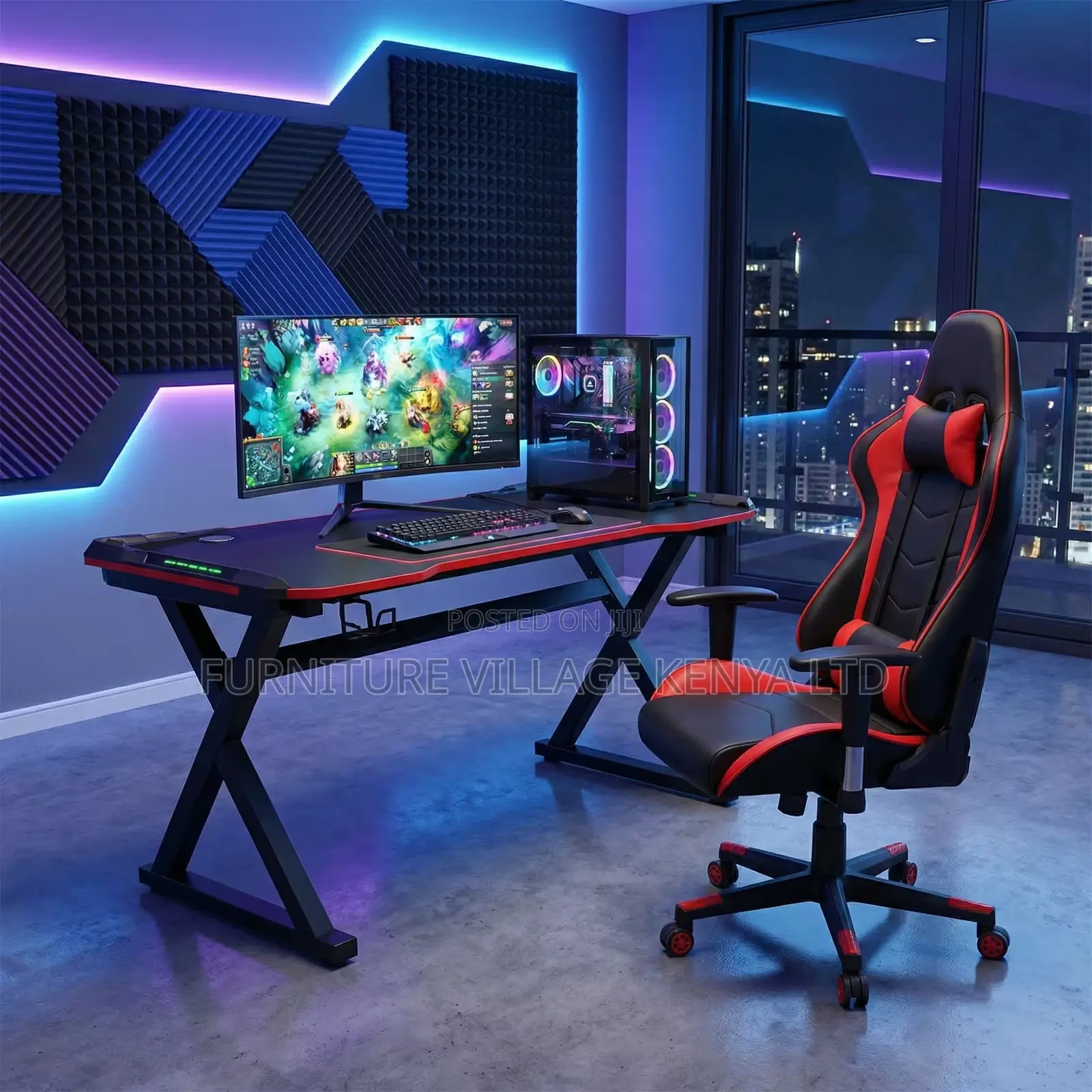 Office Desk; 120cm Gaming Desk With Light
