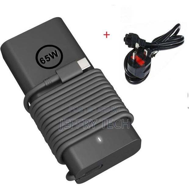 Dell Original Usb Type C Charger 65w for Laptop With Power Cable-Black - main view