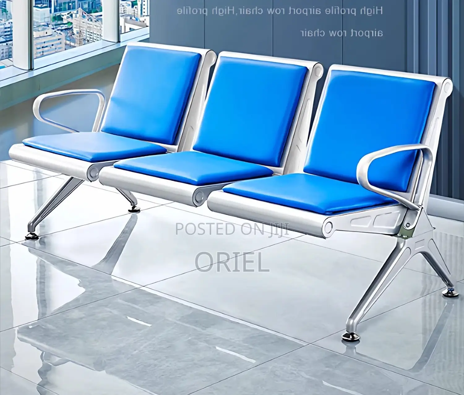 Modern Waiting Bench : 3-Seater Office Reception Bench