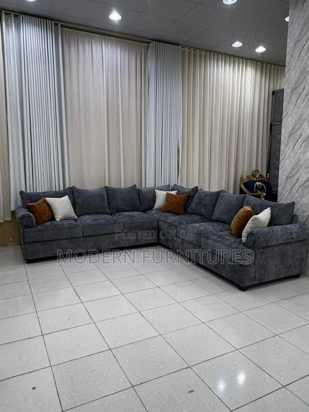 Charcoal Grey 7 Seater L Sofa/L Sofa/L Shaped Sofa