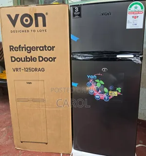 Von Double Door Fridge 125litres Direct Cool
