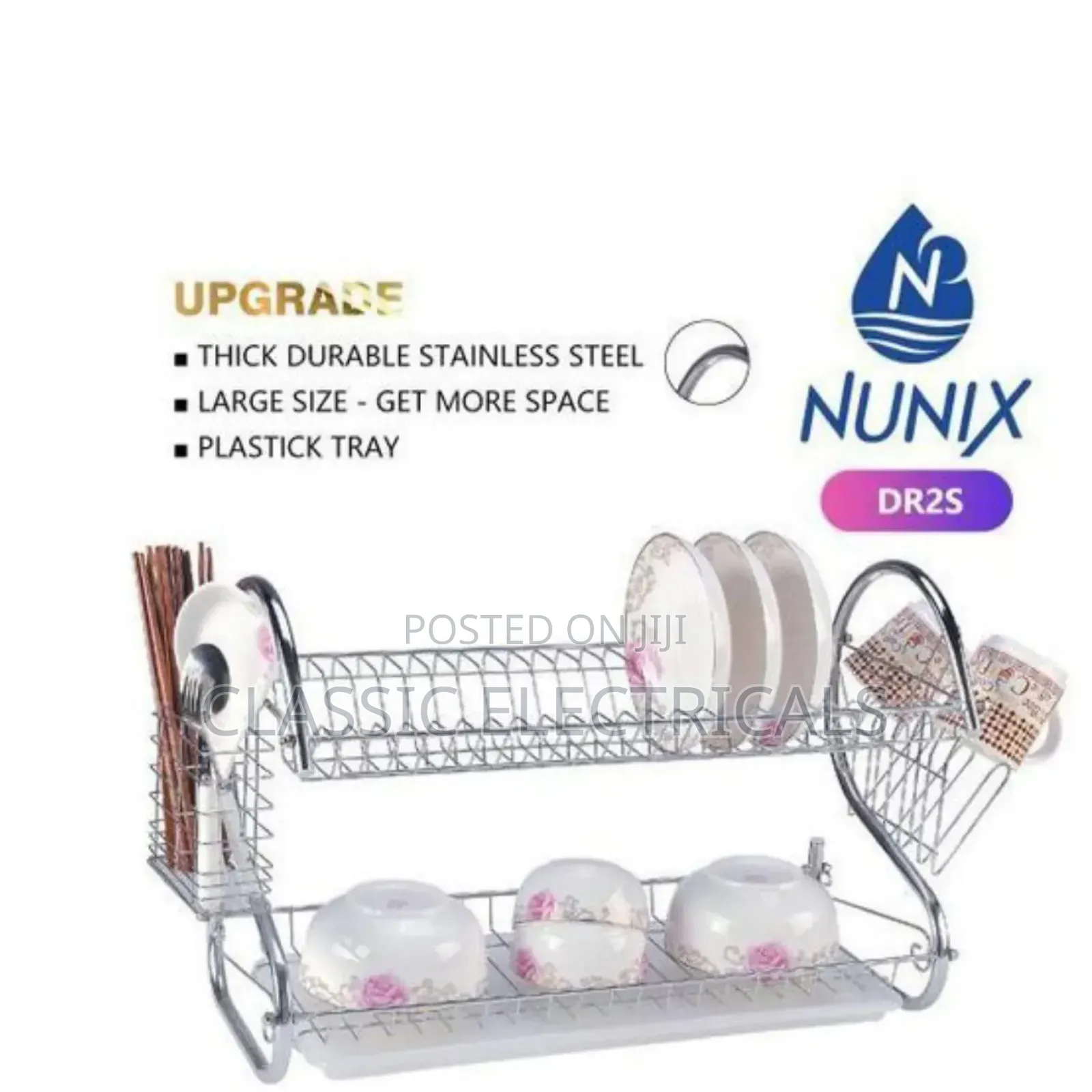 Nunix 2 Tier Kitchen Stainless Utensils Storage/Dish Rack