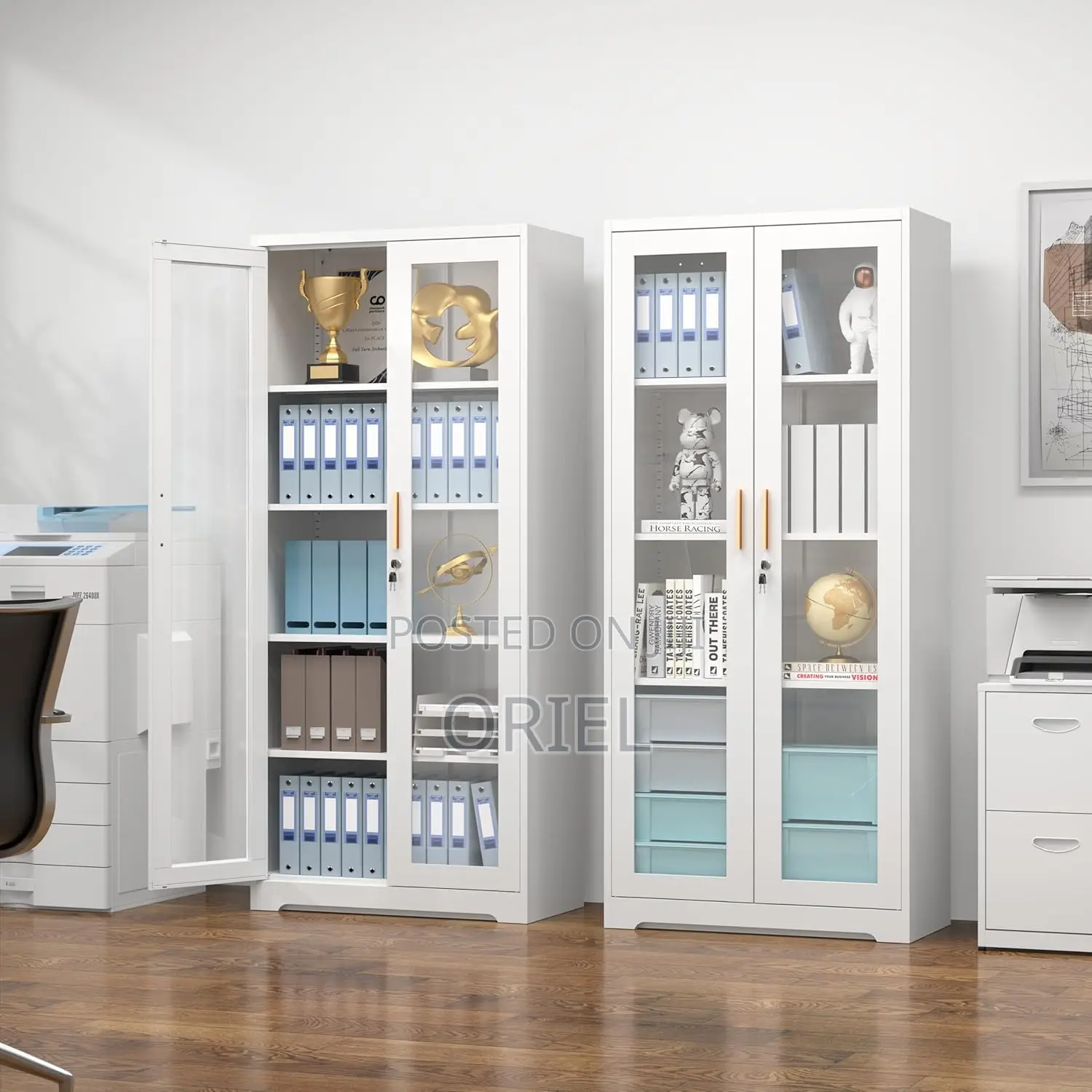 Modern Office Cabinet : 2-Door Glass Office Display Cabinet