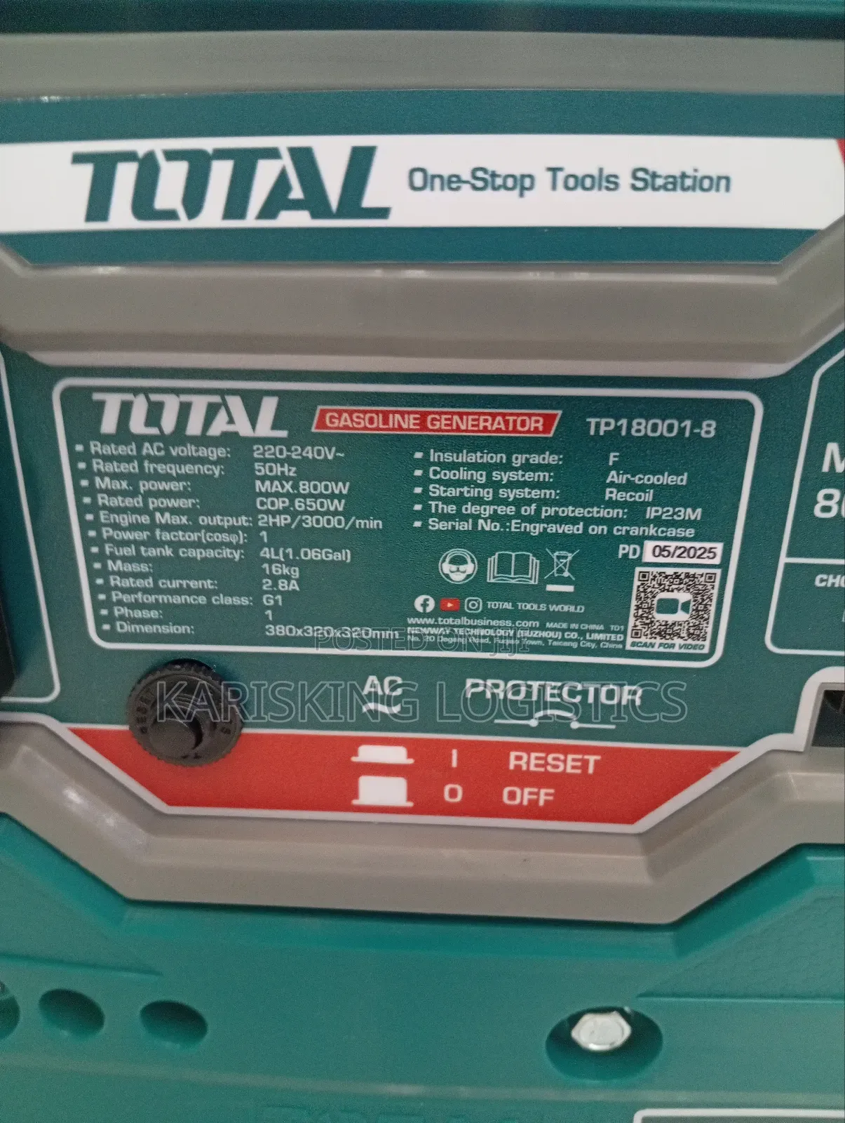 Total 800 Watts Gasoline Engine Generator 2 Stroke