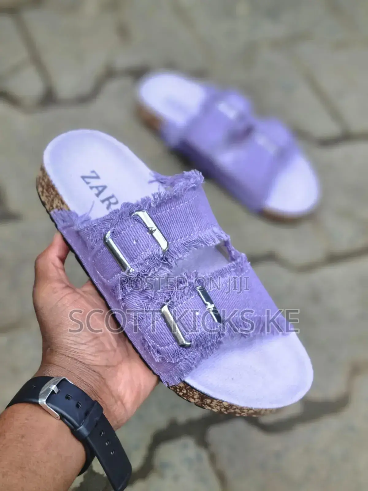 Canvas Double-Buckle Ladies Sandals