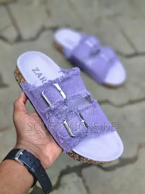 Canvas Double-Buckle Ladies Sandals