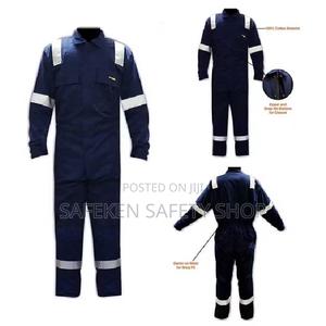 Navy Blue Reflective Cargo Pocket Overall - main view