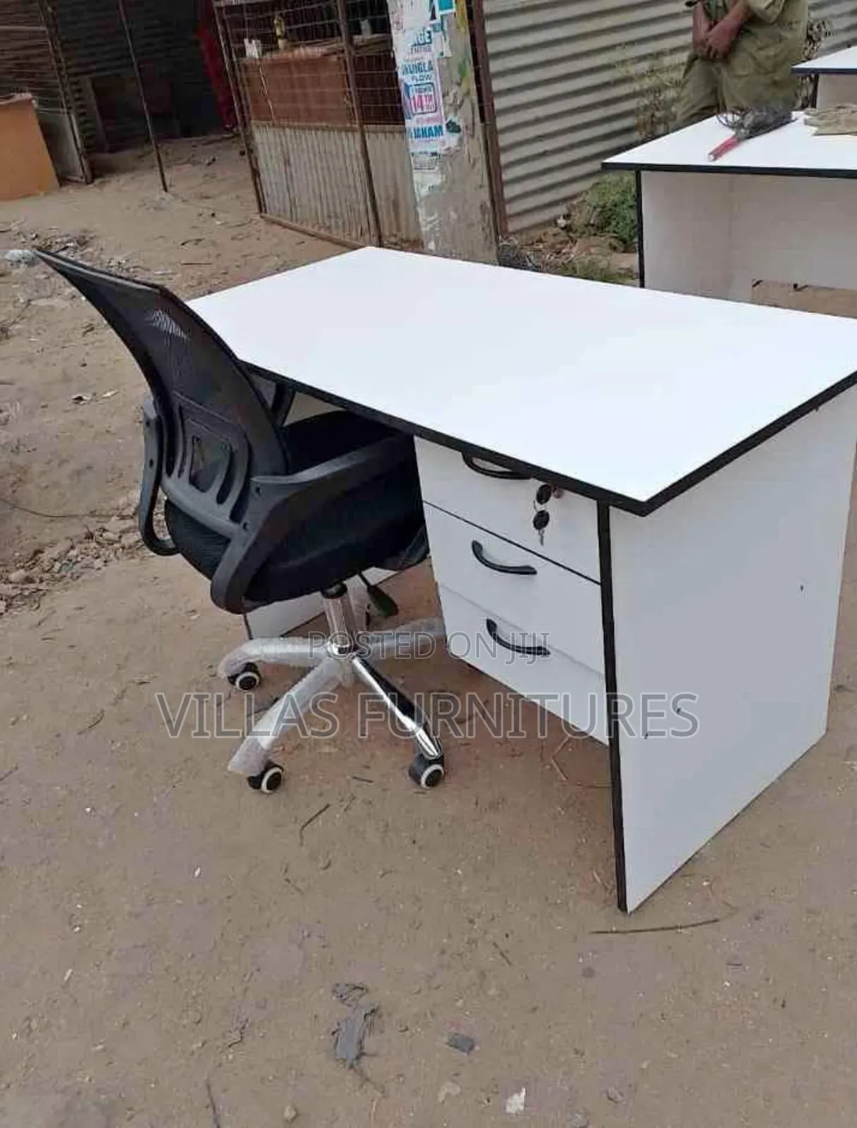 White Computer Desk and Task Mesh Chair