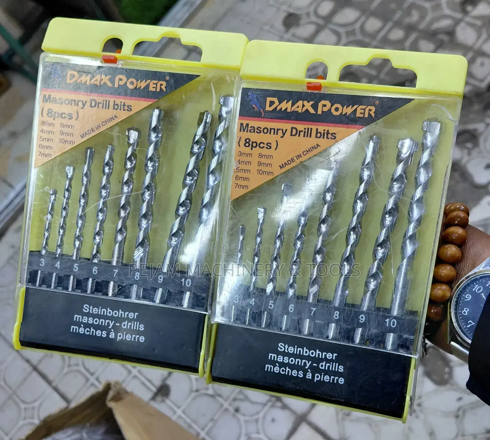 8-Piece Set of Dmax Power Masonry Drill Bits