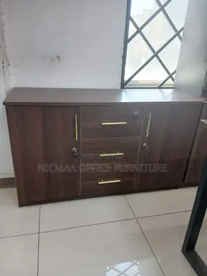 Luxury Gold-Toned Hardware Credenza Cabinet