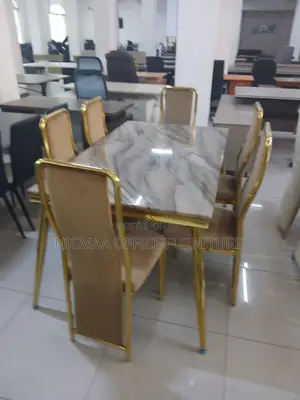 Dine in Style 6-Seater Marble Gold Dining Suite