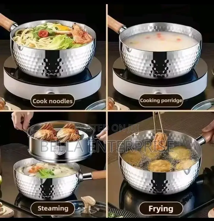 Stainless Steel Sufuria//Snow// Milk Cookware With Wooden Handle