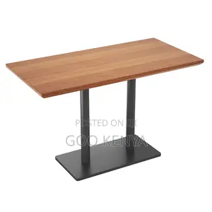 Home Table; Solid Wood Top Dining Table With Metal Base