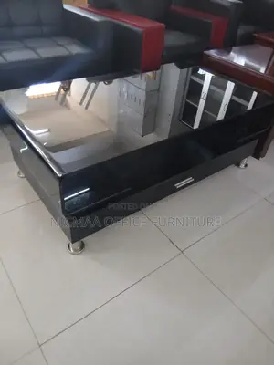 Deep Obsidian Finish Glass Top Coffee Table