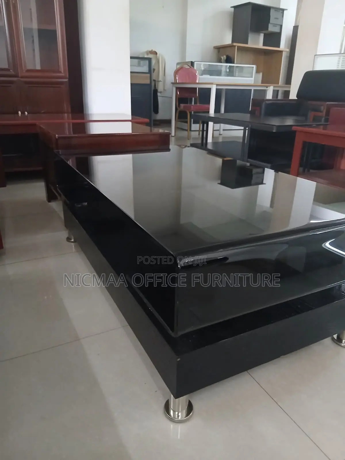 Deep Obsidian Finish Glass Top Coffee Table