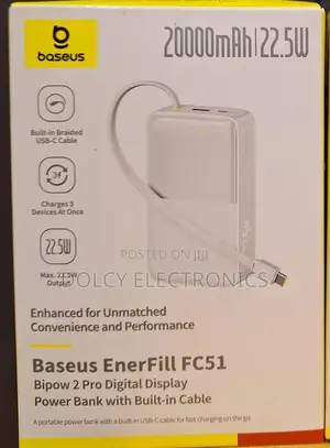 Baseus Enerfill Fc51 Bipow 2 Pro 20,000mah,22.5w Powerbank