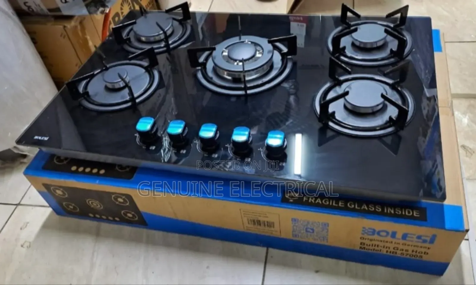 Bolesi Inbuilt 5burner Full Gas Tampered Glass Cooker