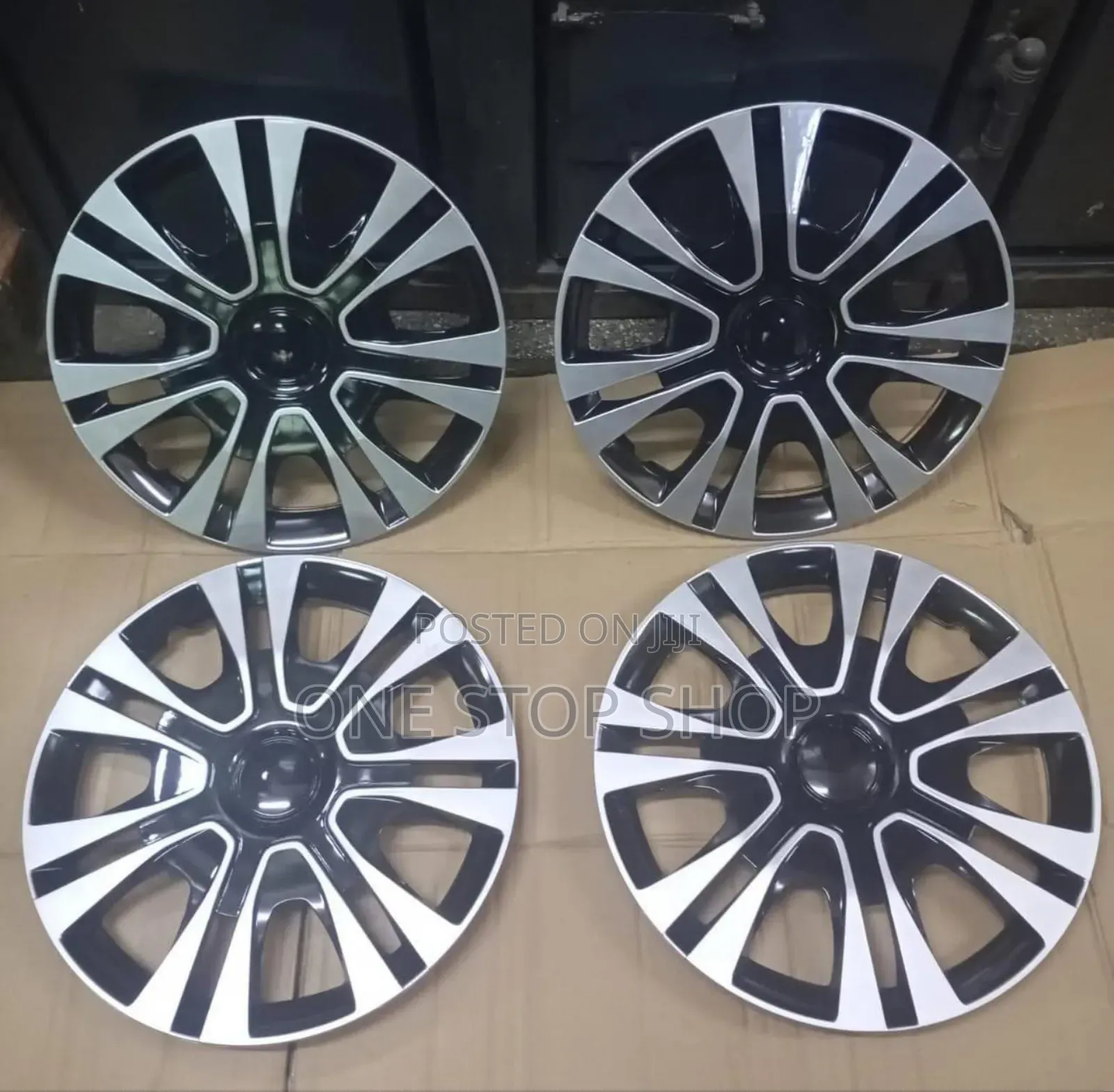 Sporty Style Universal Silver Black Wheel Caps Fits Wheel 15"