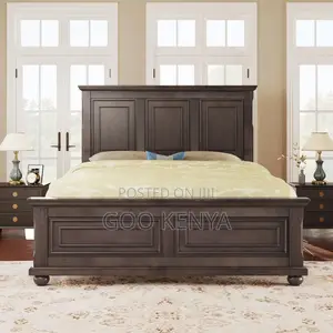 Home Bed; Mahogany Bed Frame With Two Storage Bedside For Bedroom