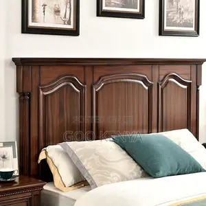 Home Bed; Mahogany Bed Frame With Two Storage Bedside For Bedroom