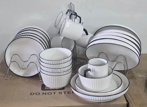 6pc Ceramic Mugs Plates Bowl - main view