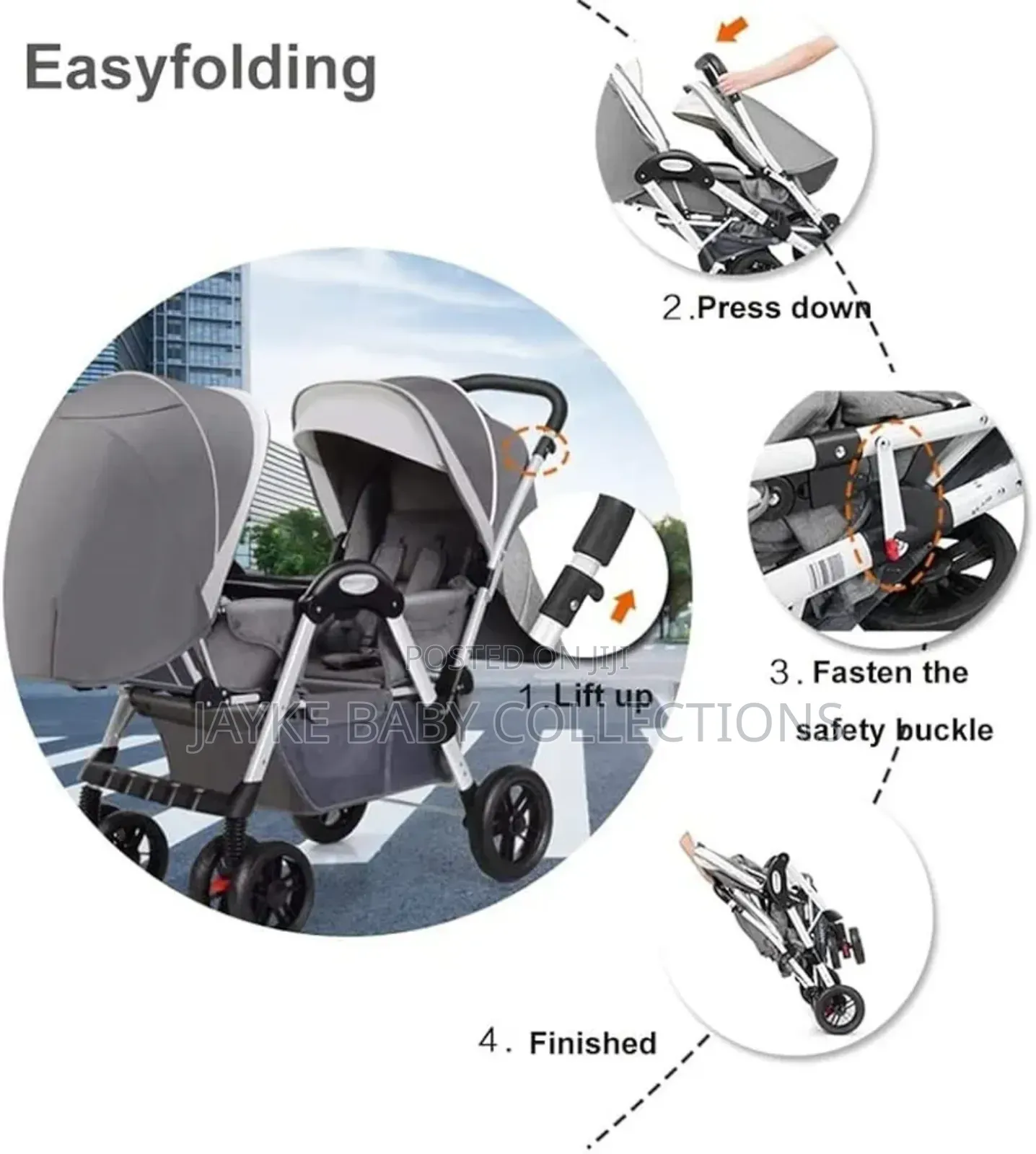 Tandem Twin Stroller/2 Kids 0–3y | Reclines to Full Bed