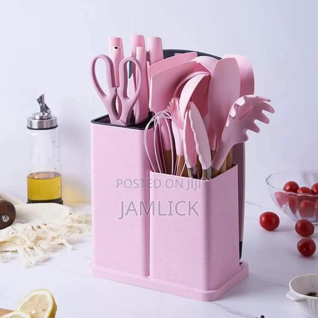 Pink 19pc Silicone Spoon Set - Jf - main view