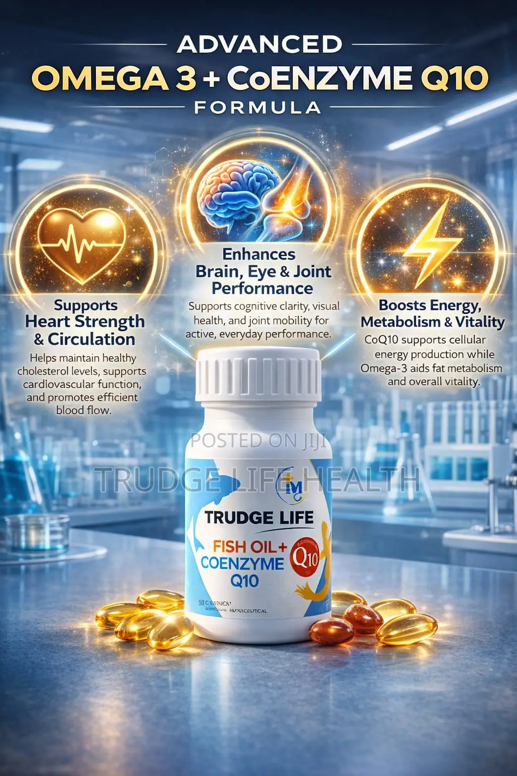 Trudge Life Advanced Omega 3 + Coenzyme Q10 "A Dietary Supplement"