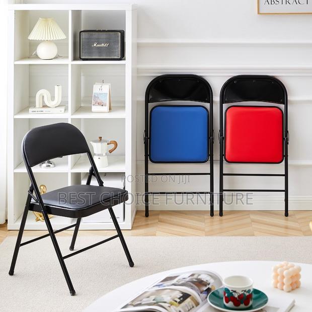 Office Chair; Metal Frame Durable Leather Pad Foldable Visitor's Chair - thumbnail 5
