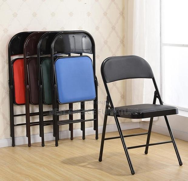 Office Chair; Metal Frame Durable Leather Pad Foldable Visitor's Chair - thumbnail 6