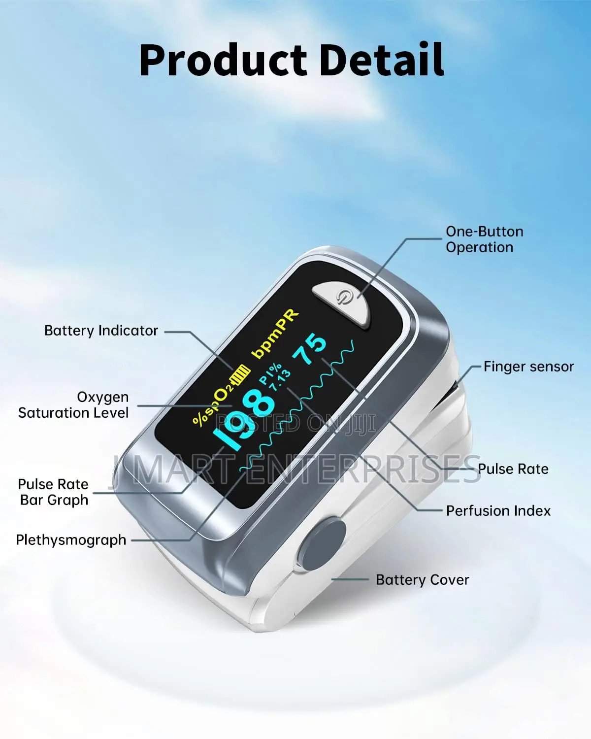 Fingertip Pulse Oximeter Blood Oxygen