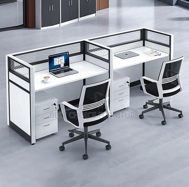 Office Workstation; 2 Way Modern Design Cubic MDF Office Workstation - main view