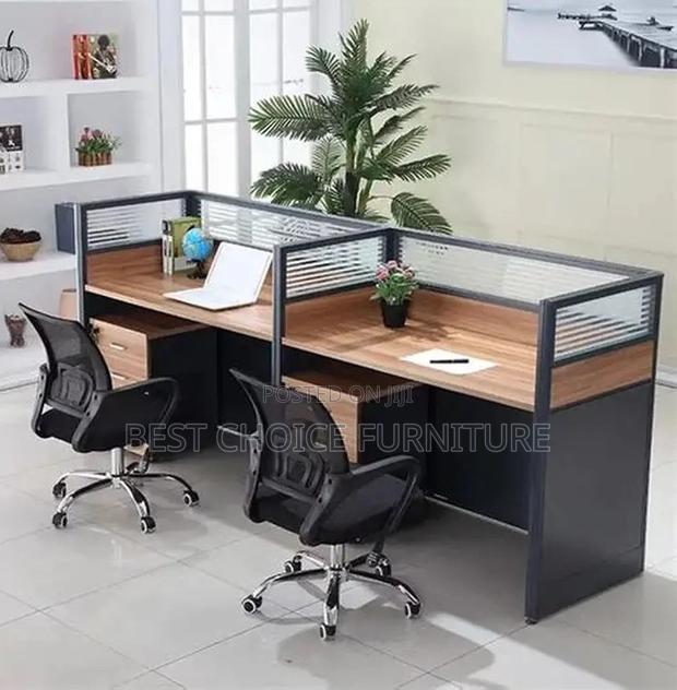 Office Workstation; 2 Way Modern Design Cubic MDF Office Workstation - thumbnail 3