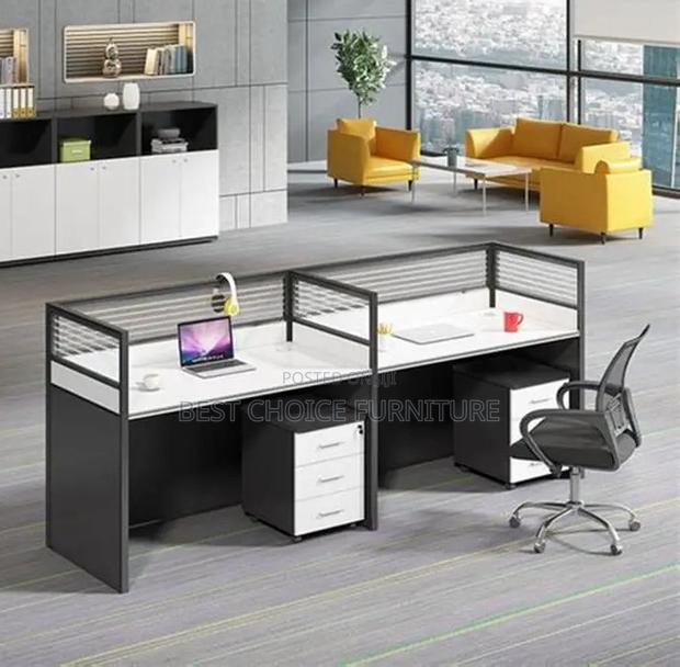 Office Workstation; 2 Way Modern Design Cubic MDF Office Workstation - thumbnail 4