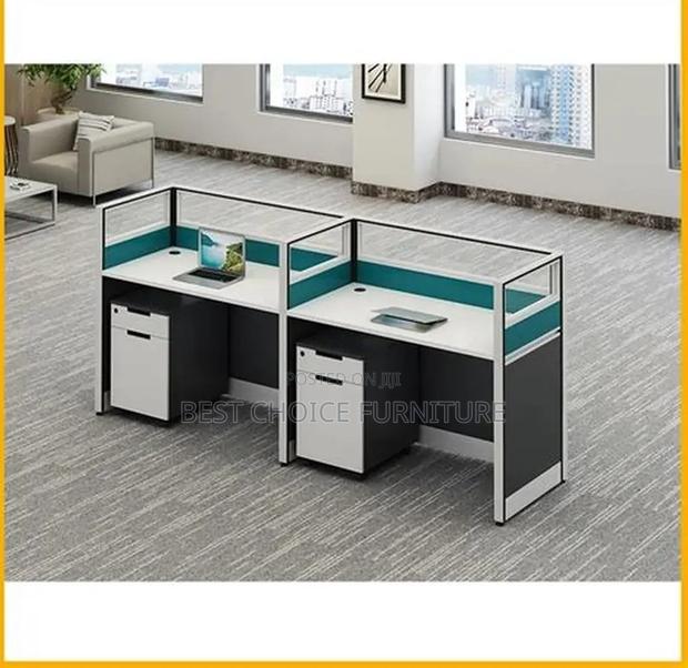 Office Workstation; 2 Way Modern Design Cubic MDF Office Workstation - thumbnail 5