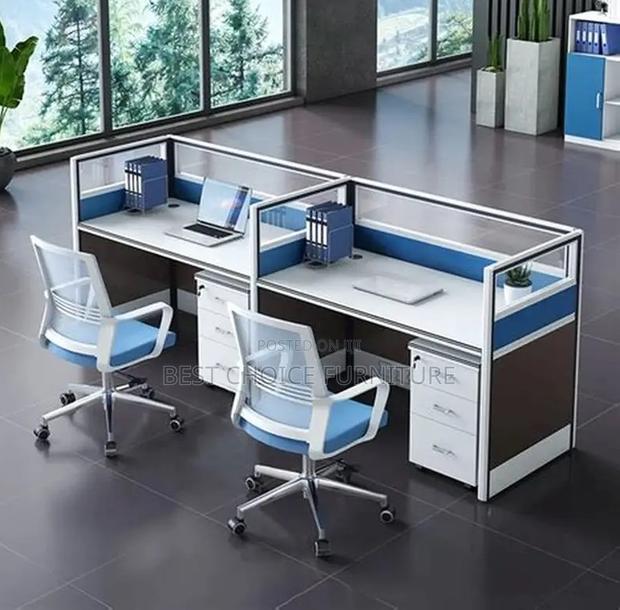 Office Workstation; 2 Way Modern Design Cubic MDF Office Workstation - thumbnail 8