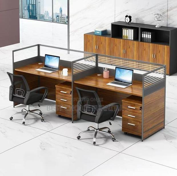 Office Workstation; 2 Way Modern Design Cubic MDF Office Workstation - thumbnail 9