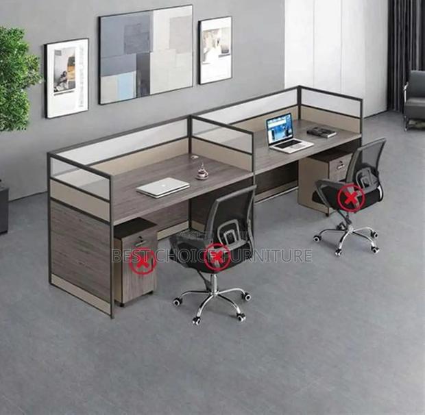 Office Workstation; 2 Way Modern Design Cubic MDF Office Workstation - thumbnail 16