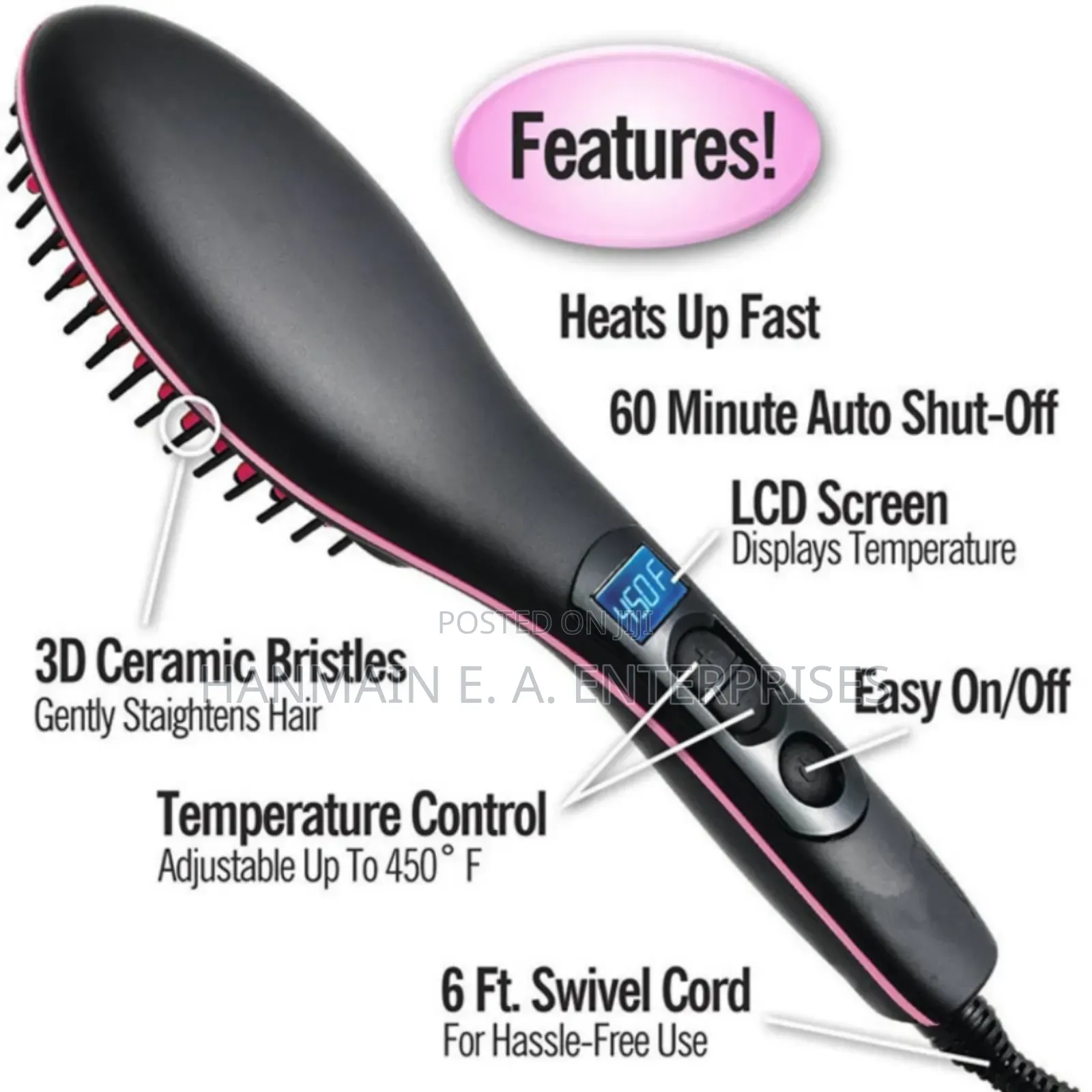 3d Ceramics Hair Brush Straightener