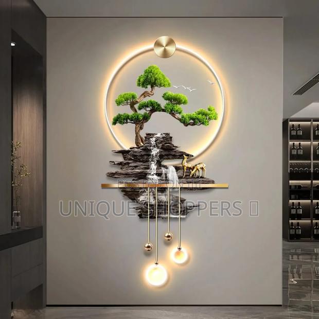 3d Modern Luxury Led Pine Acrylic Landscape Wall Art